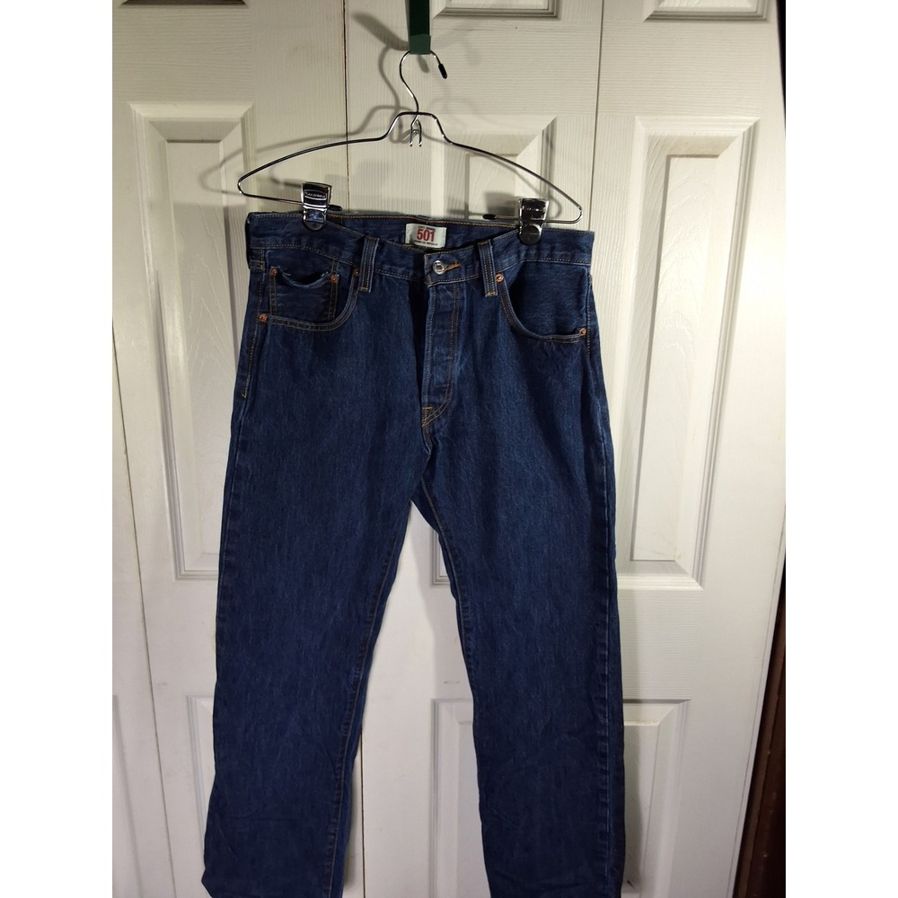 Levis 501 Mens Jeans Straight Leg Button Fly Dark Wash 33